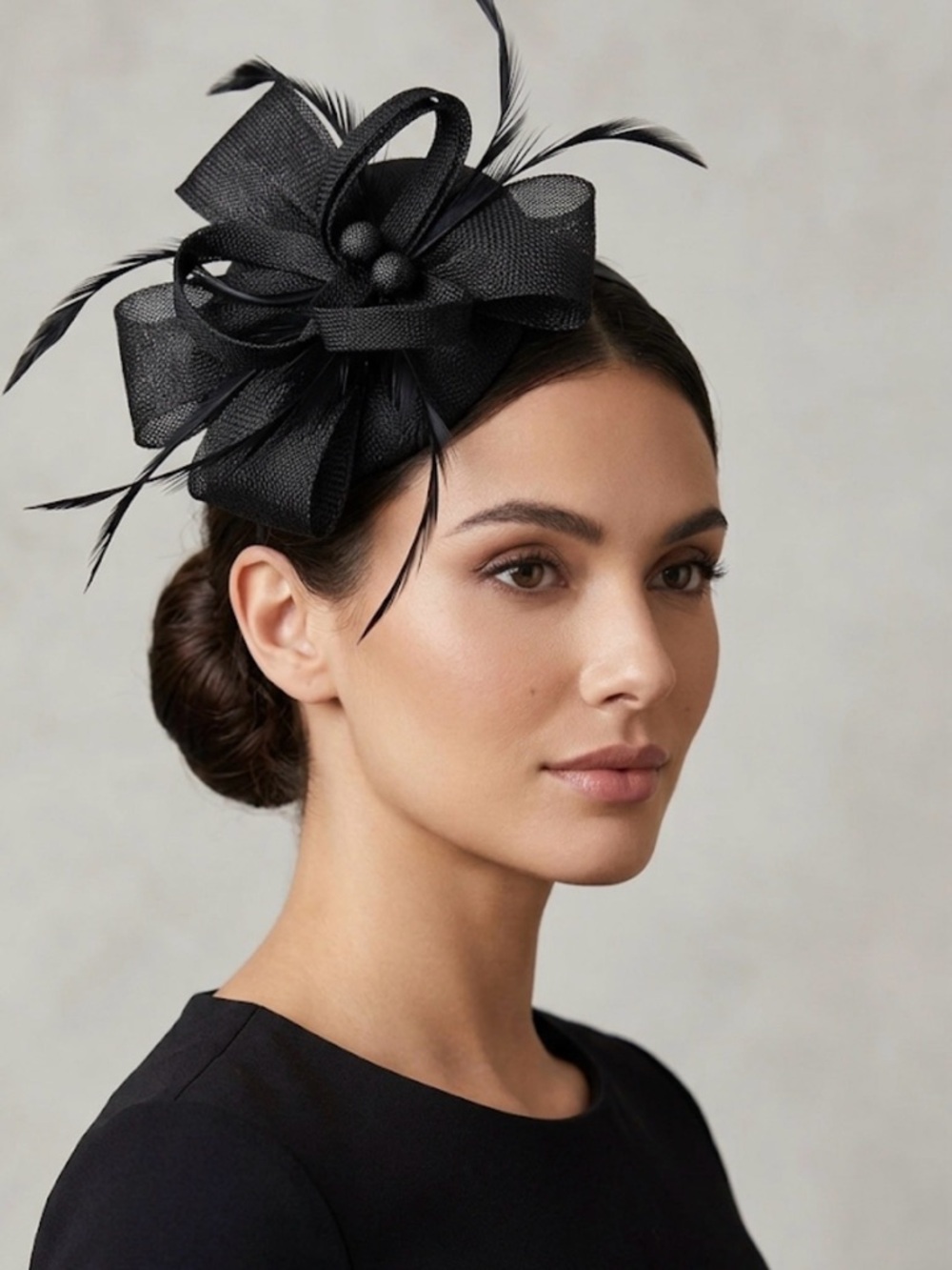 Elegant Black Feathered Fascinator Headpiece
